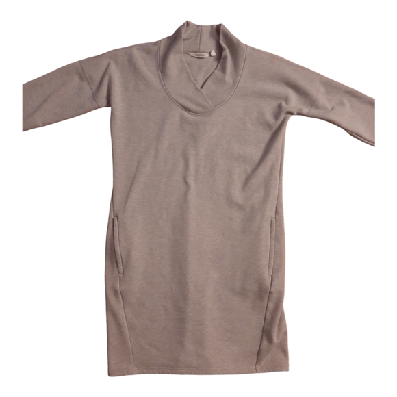 Athleta Heather Gray Sweater Dress Zip Pockets Wool Blend L - Picture 1 of 3